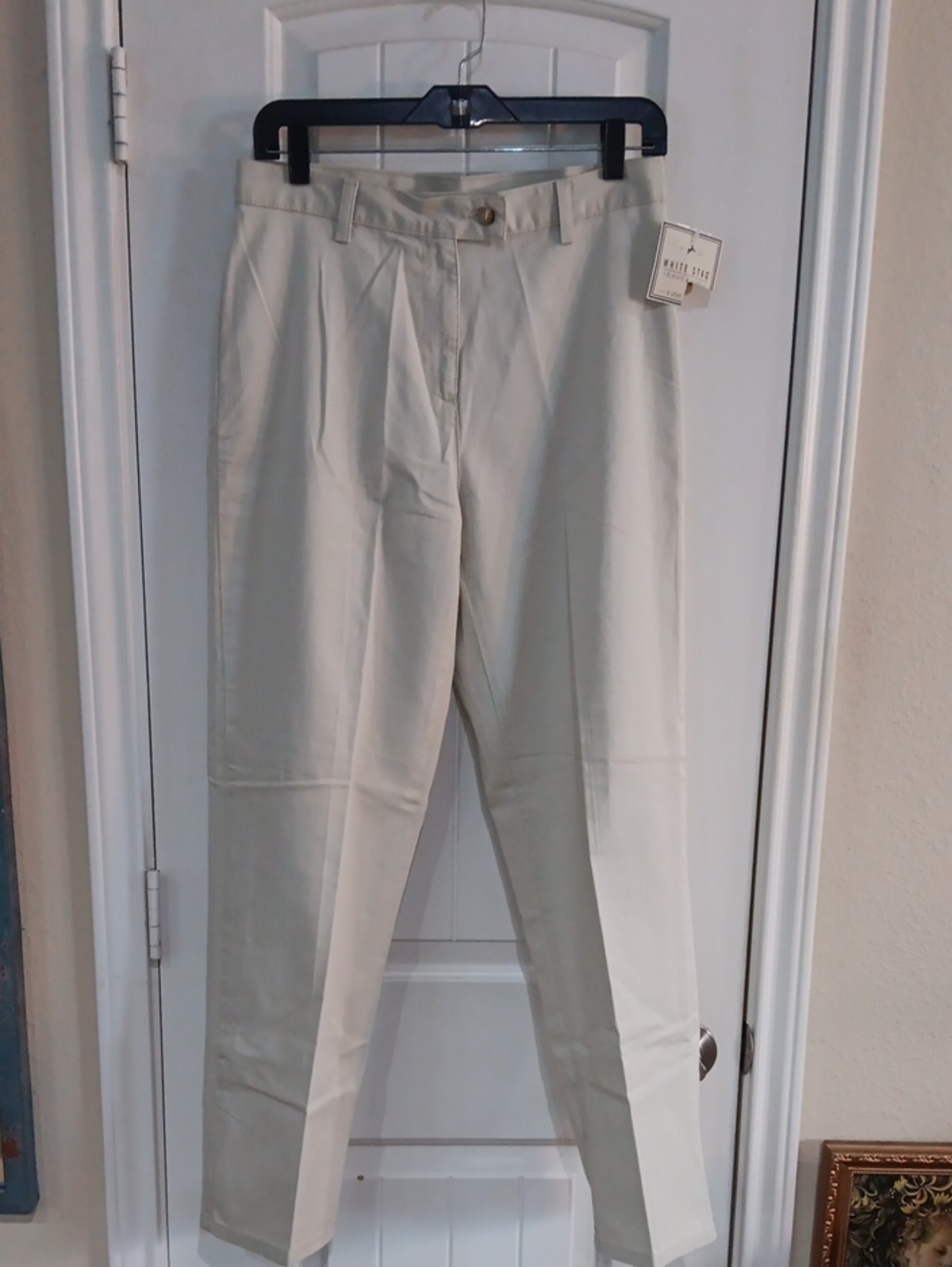 Vintage Deadstock White Stag High Rise Cotton Chino Trousers 8P Stone Beige